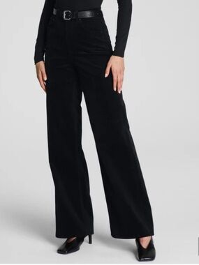 Spanx Wide Leg Black Corduroy Pants Women's Sz Xs NWT